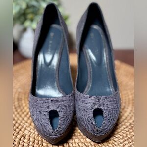 Sergio Rossi Gray Peep-Toe Heels